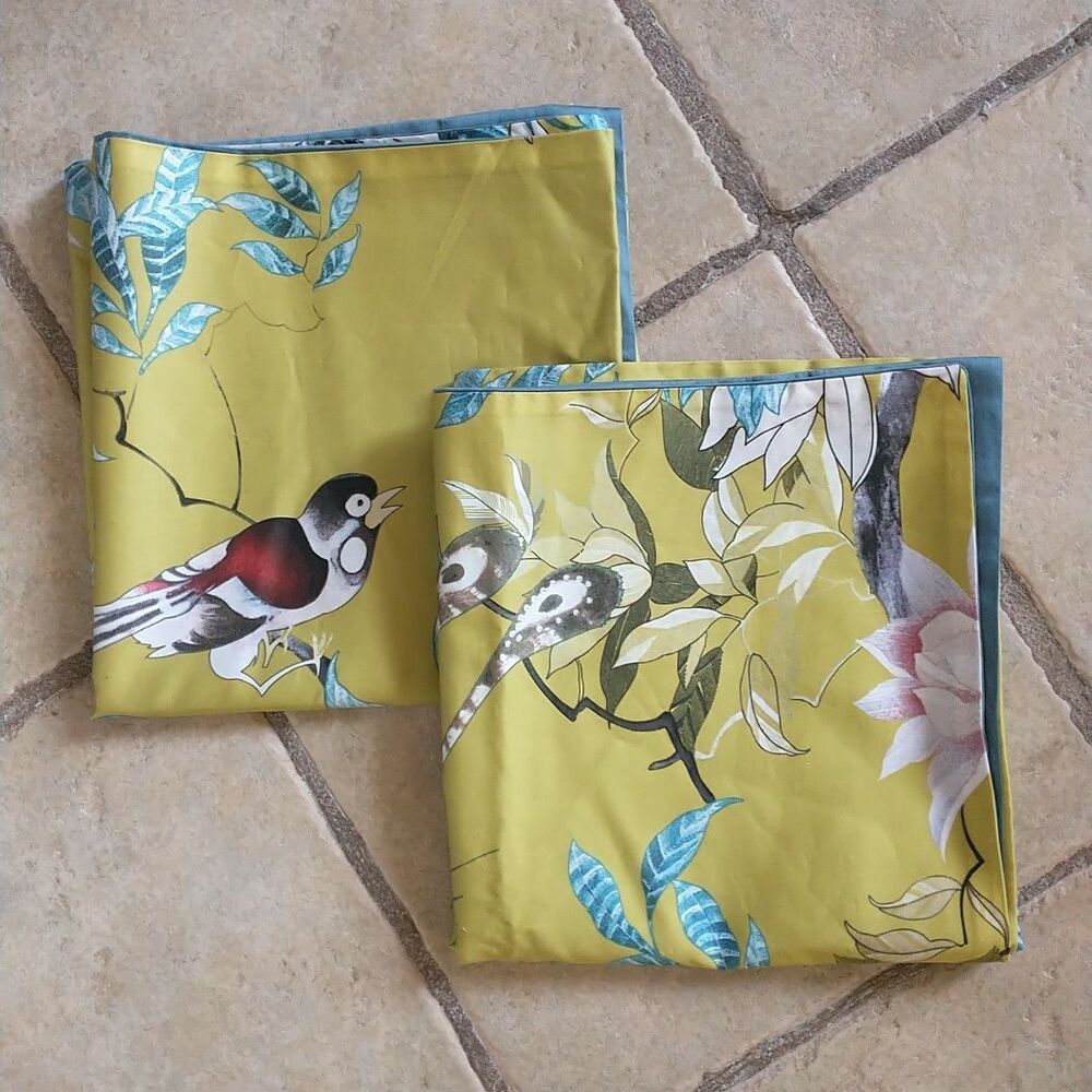 New Holsper Pillow Case Golden Birds Egyptian Cotton Satin Pair 20x37"